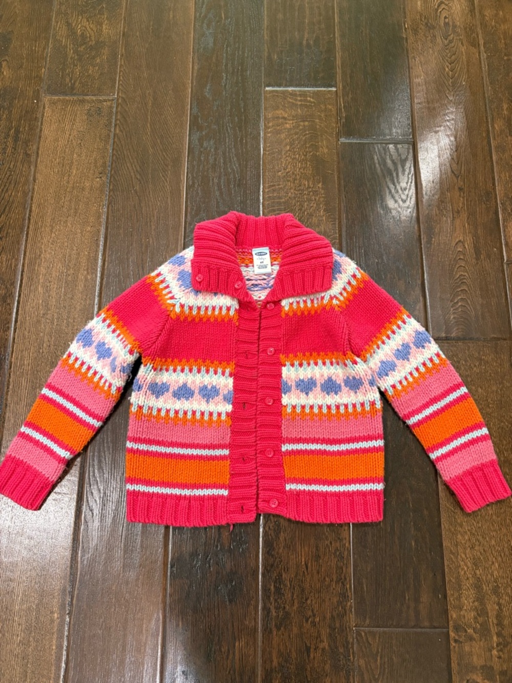 Old Navy Wool Blend Fair Isle Size 4T Possibly Vintage Button Pink Orange Purple